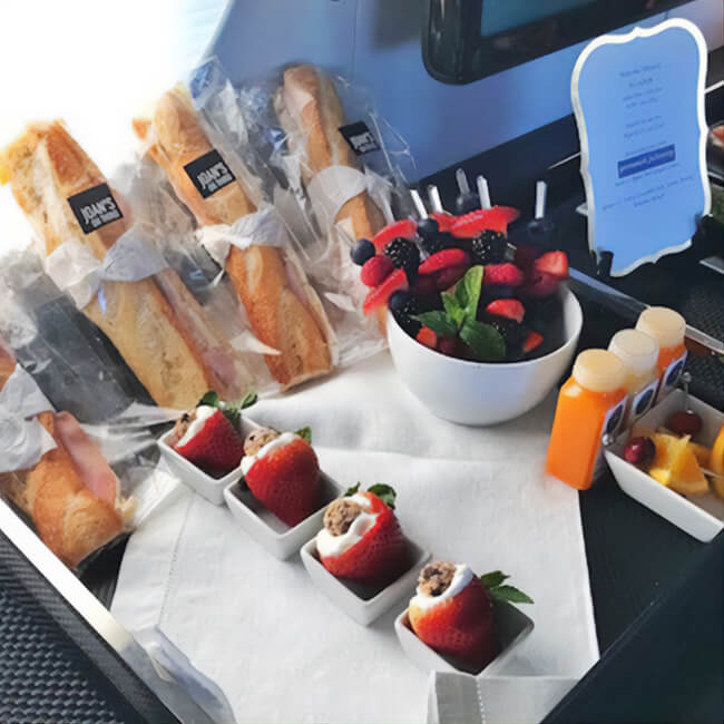 catering for groups on a private jet